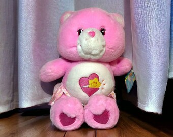 Vintage 2002 Care Bears Baby Hugs 10" Pink Plush Heart Diaper