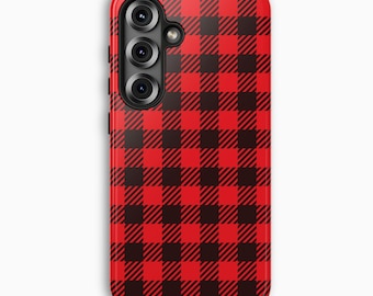 RED PLAID Samsung Galaxy Phone Case, Red and Black Checkered, Samsung Galaxy S25 Plus Case, Galaxy S24 Ultra Case, S23, S22, S21, S20, S10
