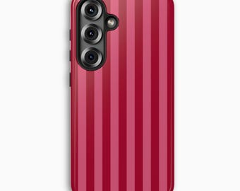 BERRY STRIPES Samsung Galaxy Phone Case, Red and Pink Stripes, Samsung Galaxy S25 Plus Case, Galaxy S24 Ultra Case, S23, S22, S21, S20, S10