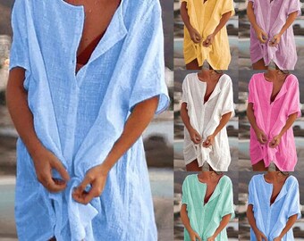 New: Beach Women's Swimsuit Cover-Up - Swimwear Tunic Dress, Your Casual Mini Beachwear Essential for Effortless Summer Style