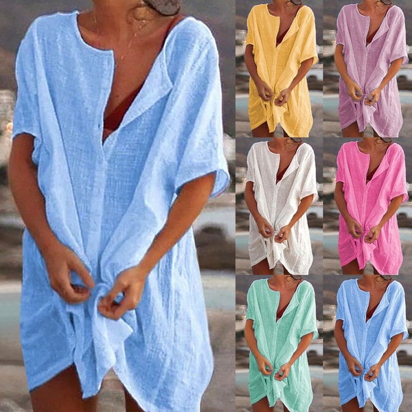 New: Beach Women's Swimsuit Cover-Up - Swimwear Tunic Dress, Your Casual Mini Beachwear Essential for Effortless Summer Style