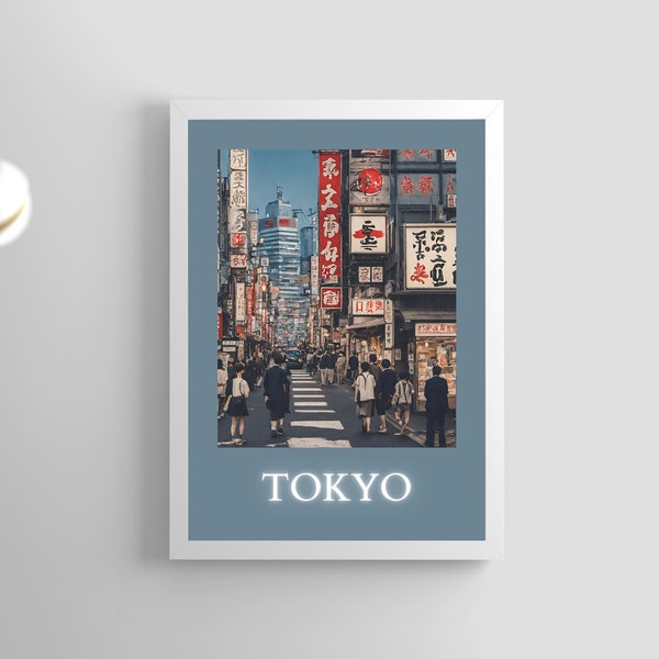 Retro Tokyo Travel Poster | Vintage City Art | Colorful Travel Print | Europe Prints | Digital Download PRINTABLE Retro Wall Art