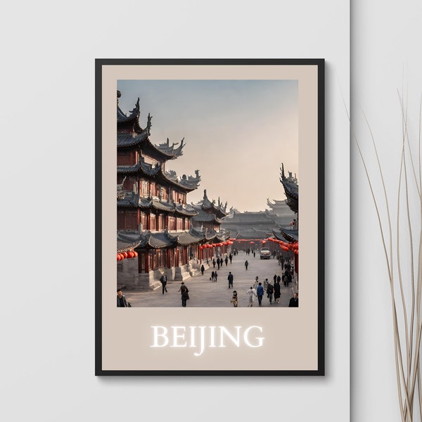 Retro Beijing Travel Poster | Vintage City Art | Colorful Travel Print | Europe Prints | Digital Download PRINTABLE Retro Wall Art