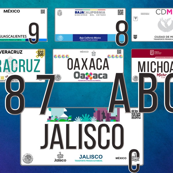 Plantillas para Placas de Aluminio para Carro Personalizadas/ Car plate Mexico/ Placas de Coche de los Estados de Mexico