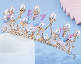 Serre-tête couronne d'anniversaire pour fille, accessoire pour cheveux couronne de princesse