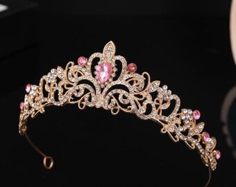 Créoles pour cheveux couronne de princesse avec décoration en strass