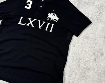 Vintage Polo Ralph Lauren Black Polo Rugby LXVII 3 Big Logo