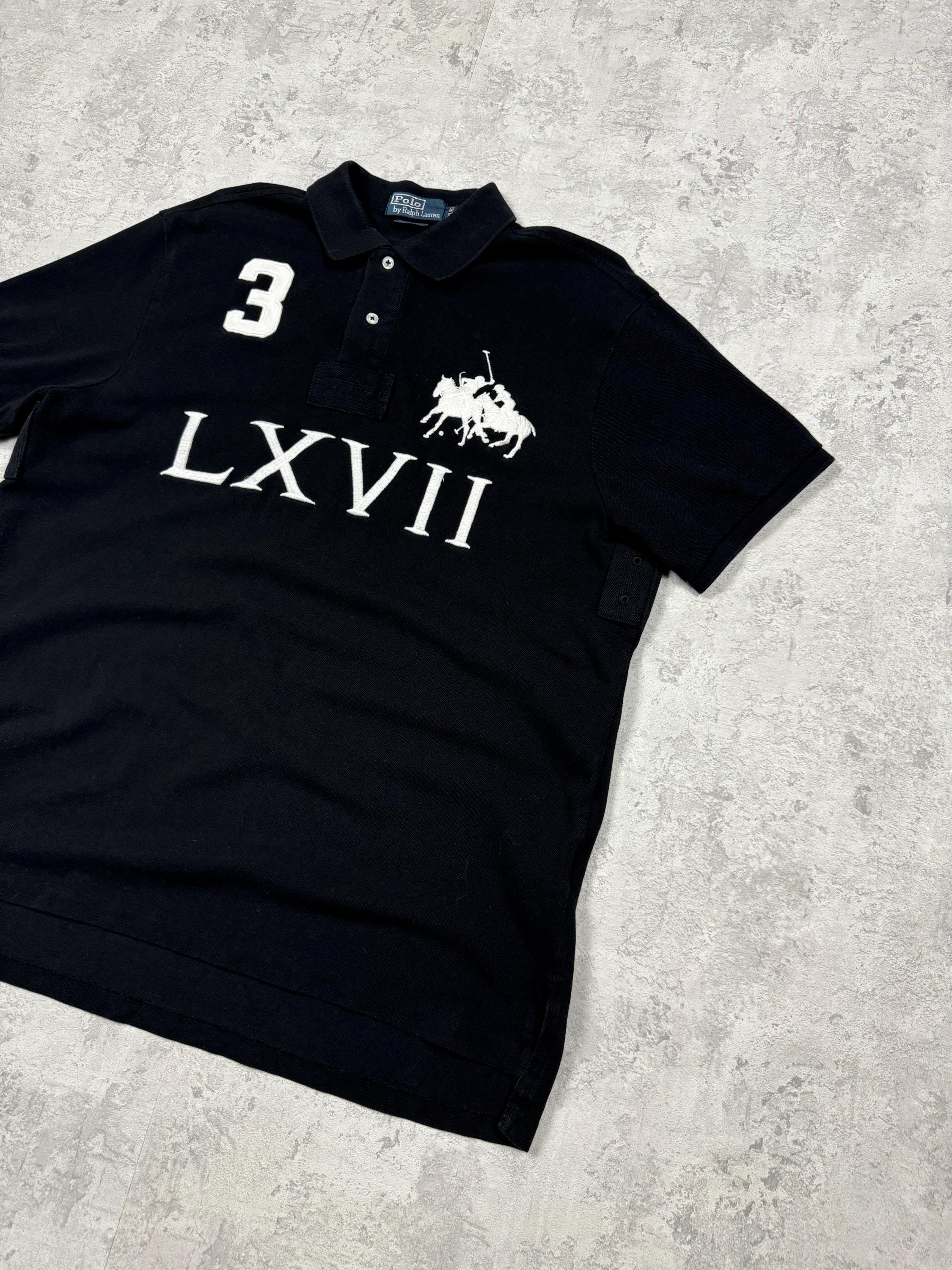 Vintage Polo Ralph Lauren Black Polo Rugby LXVII 3 Big Logo