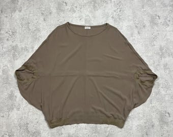 ZELDZAME zijden Brunello Cucinelli beige oversized damesblouse maat L-XL