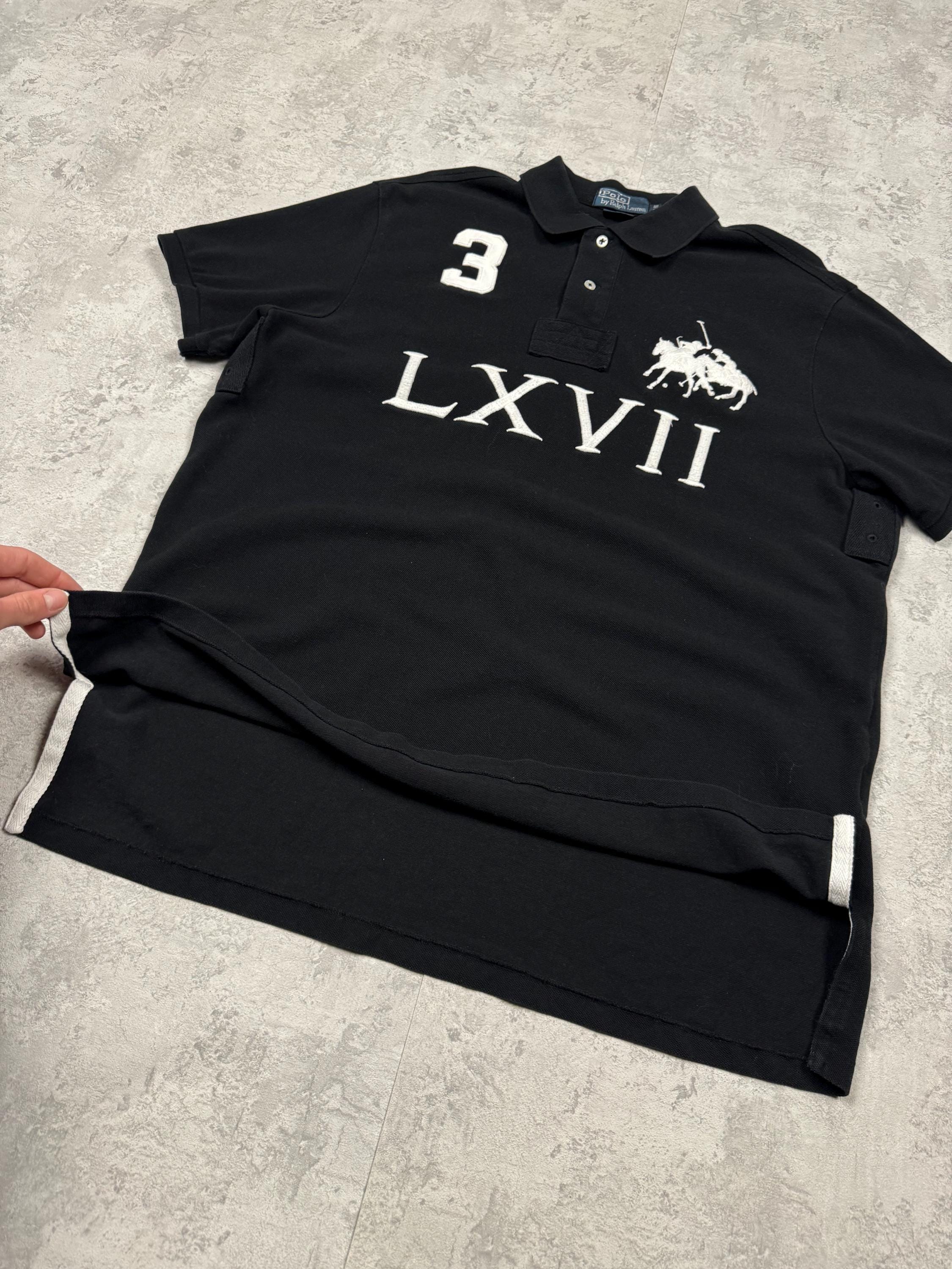 Vintage Polo Ralph Lauren Black Polo Rugby LXVII 3 Big Logo