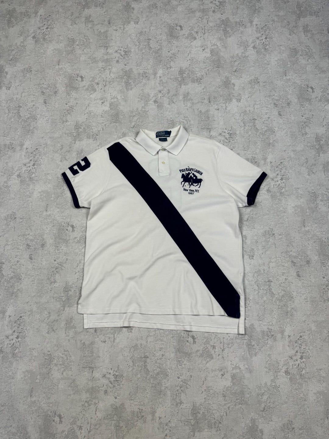 Vintage Polo Ralph Lauren Number 2 Polo Stripe White Navy