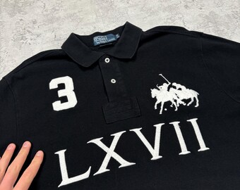 Vintage Polo Ralph Lauren Black Polo Rugby LXVII 3 Big Logo