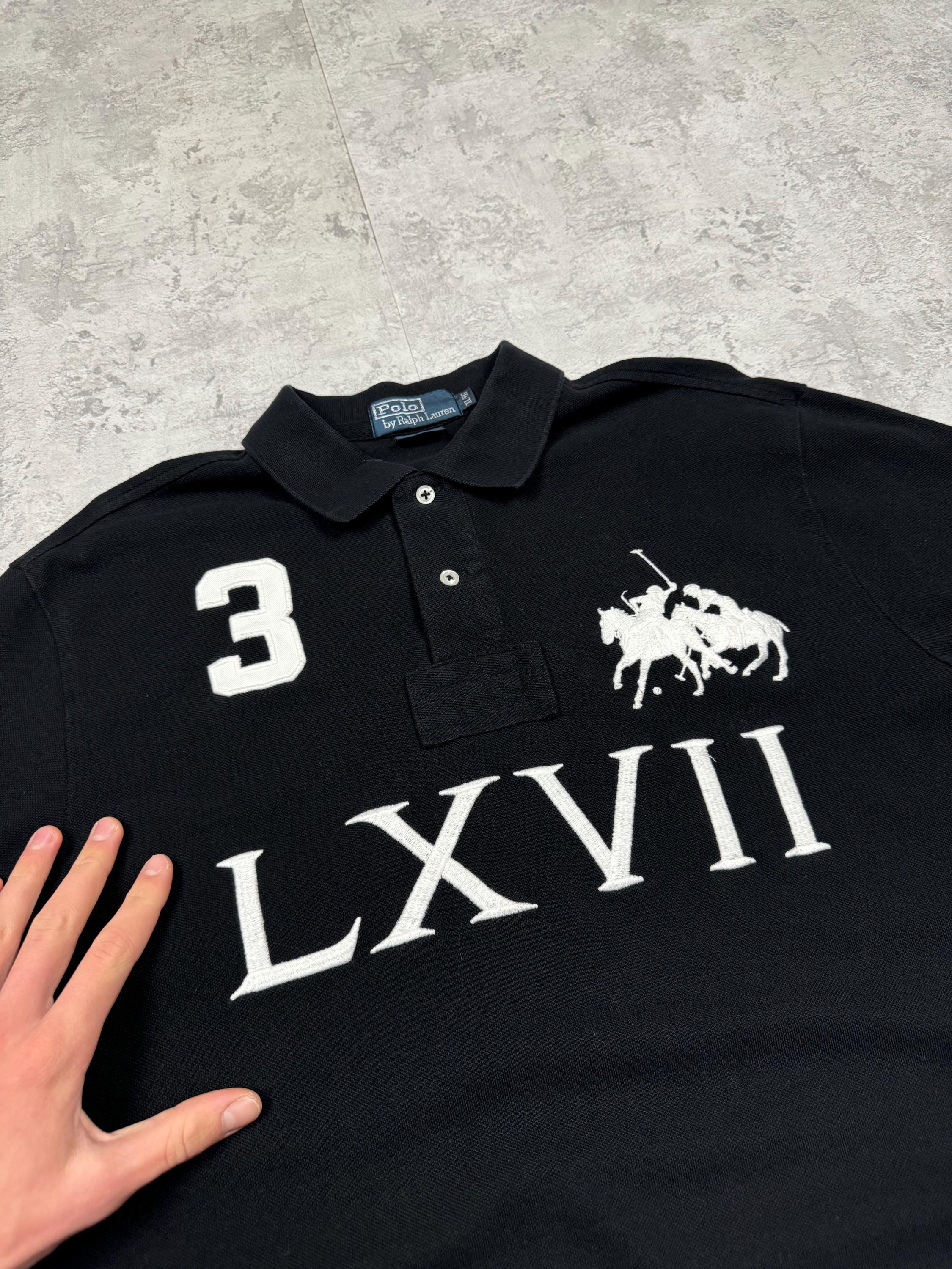 お歳暮ならオンライン Vintage Logo Big 3 LXVII Rugby Polo Black Lauren Ralph Polo トップス