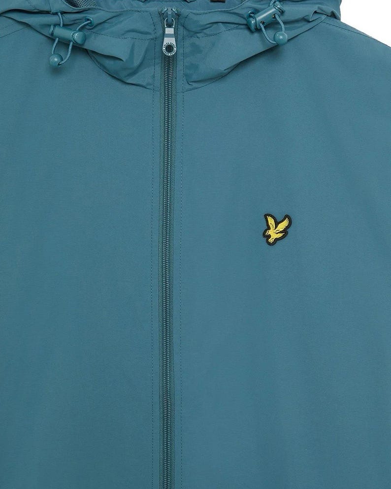 Jaqueta corta-vento azul com capuz e zíper Lyle & Scott com logo de águia, tamanho G imagem 6