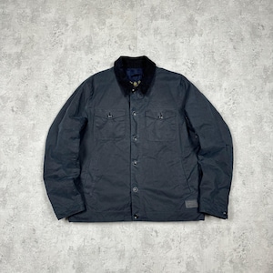Barbour West Waxed Mens Jacket Navy Blue Size L