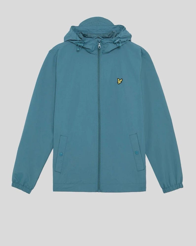Jaqueta corta-vento azul com capuz e zíper Lyle & Scott com logo de águia, tamanho G imagem 2