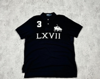 Vintage Polo Ralph Lauren Black Polo Rugby LXVII 3 Big Logo