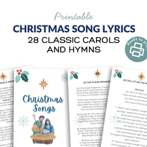 クリスマスソングの歌詞ブックレット | クラシックキャロル28曲の印刷可能なPDF | すぐにダウンロード