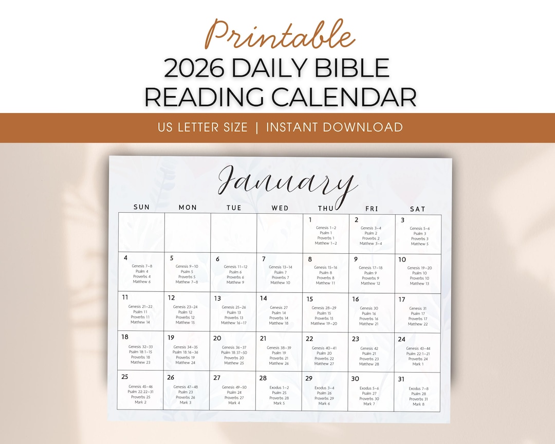2026 Bible Reading Plan Printable | One Year Daily Scripture Reading ...