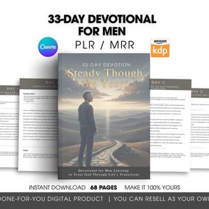 33-Day Christian Devotional for Men | PLR MRR Editable Canva (Digital Download)