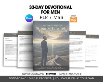 Devocional cristão de 33 dias para homens | Canva editável com licença PLR/MRR (Download digital)