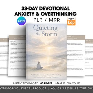 33-daagse christelijke devotional PLR / MRR | Devotional over angst en overdenken | Op geloof gebaseerde dagelijkse devoties