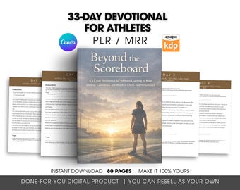 33-Day Devotional for Athletes | PLR / MRR Christian Devotional | Canva Editable | Faith Over Performance