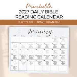 2027 Daily Bible Reading Calendar | Floral Design Scripture Planner (PDF and PNG)