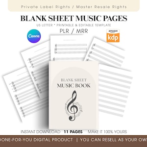 PLR / MRR Blank Sheet Music Pages Bundle | Composer Manuscript Paper | Edit on Canva