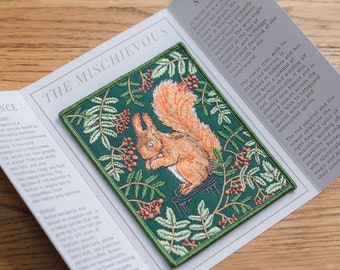 Red Squirrel Embroidered Patch: Rowan Tree Scottish Wildlife Art