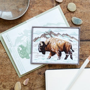 Écusson brodé bison : art animalier américain