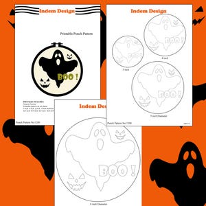 Halloween Punch Needle Pattern, Ghost, Spider, Pumpkin (PDF Template)