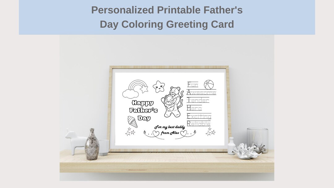Printable Coloring Birthday Card Daddy, Personalized Printable Father's ...