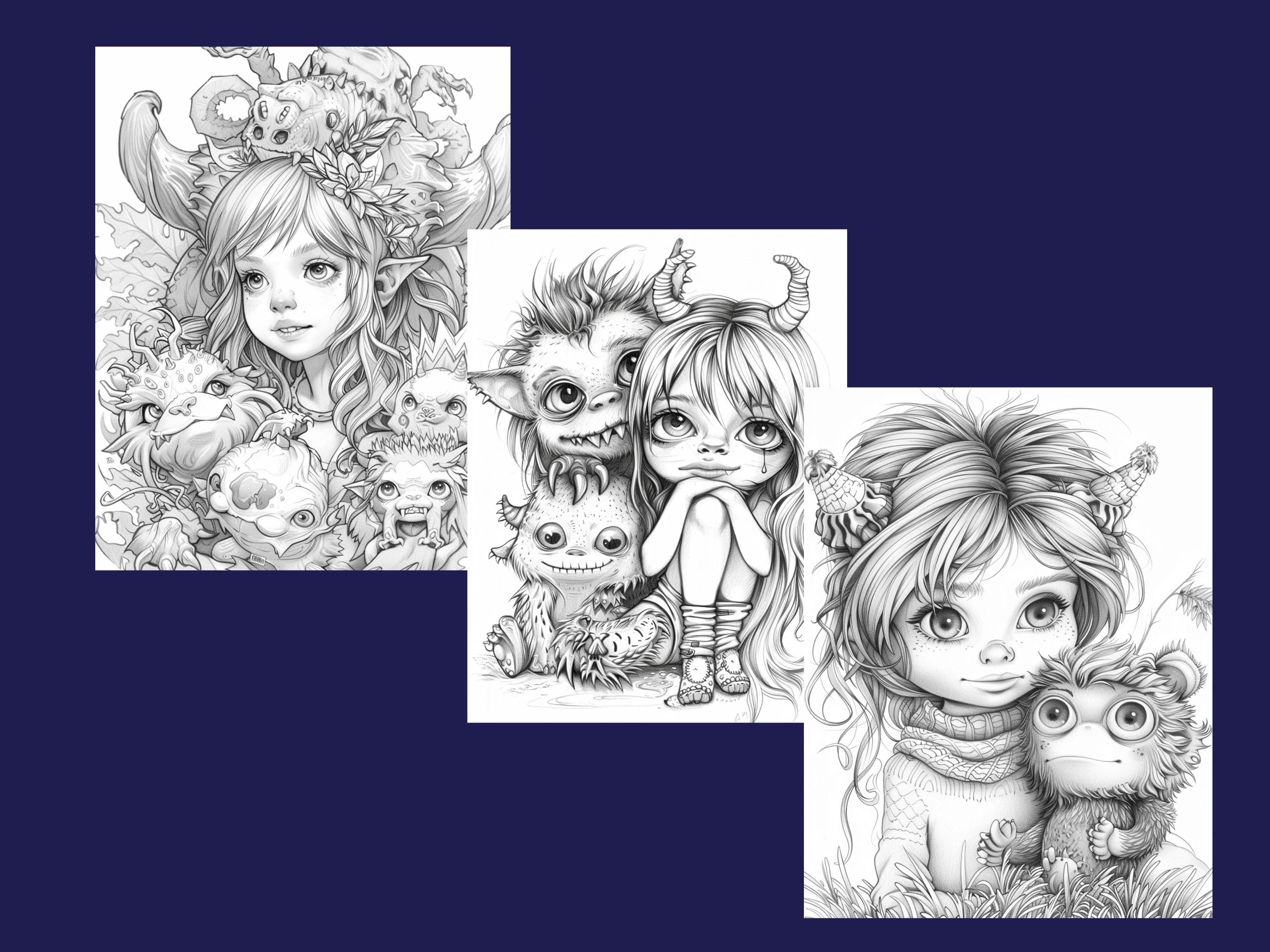 50 Imaginary Friend Coloring Pages, Fantasy Coloring Book for Adults