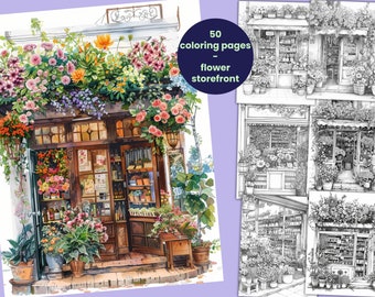 50 Flower Showcase Coloring Pages, Coloring Book for Adults and Kids, Printable Digital Coloring Sheets