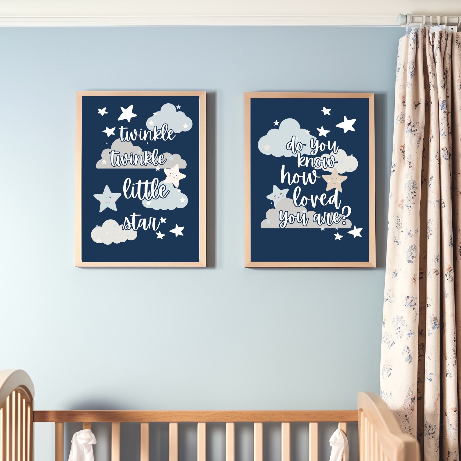 Twinkle Twinkle Little Star, Set of 2 Nursery Prints, Boy Nursery Decor ...
