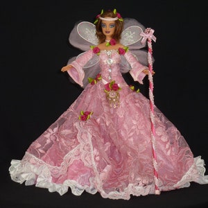 Beautiful Pink ~Lilly Briarshine~ OOAK Barb Doll Makeover to Faerie Queen a Custom Repaint and Gorgeous Lacey Medieval Style Costume ~ FFF