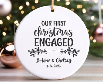Personalized Engagement Christmas Ornament, Engaged Christmas Keepsake, Custom Ornament, Bridal Shower Couples Gift, Engagement 2023 Gift