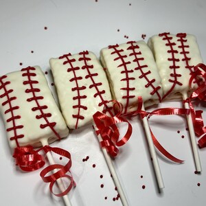 Baseball Rice Krispie Treats, Baseball Dessert Treats, Baseball Party Favors, Baseball Chocolates, Baseball Dessert Table