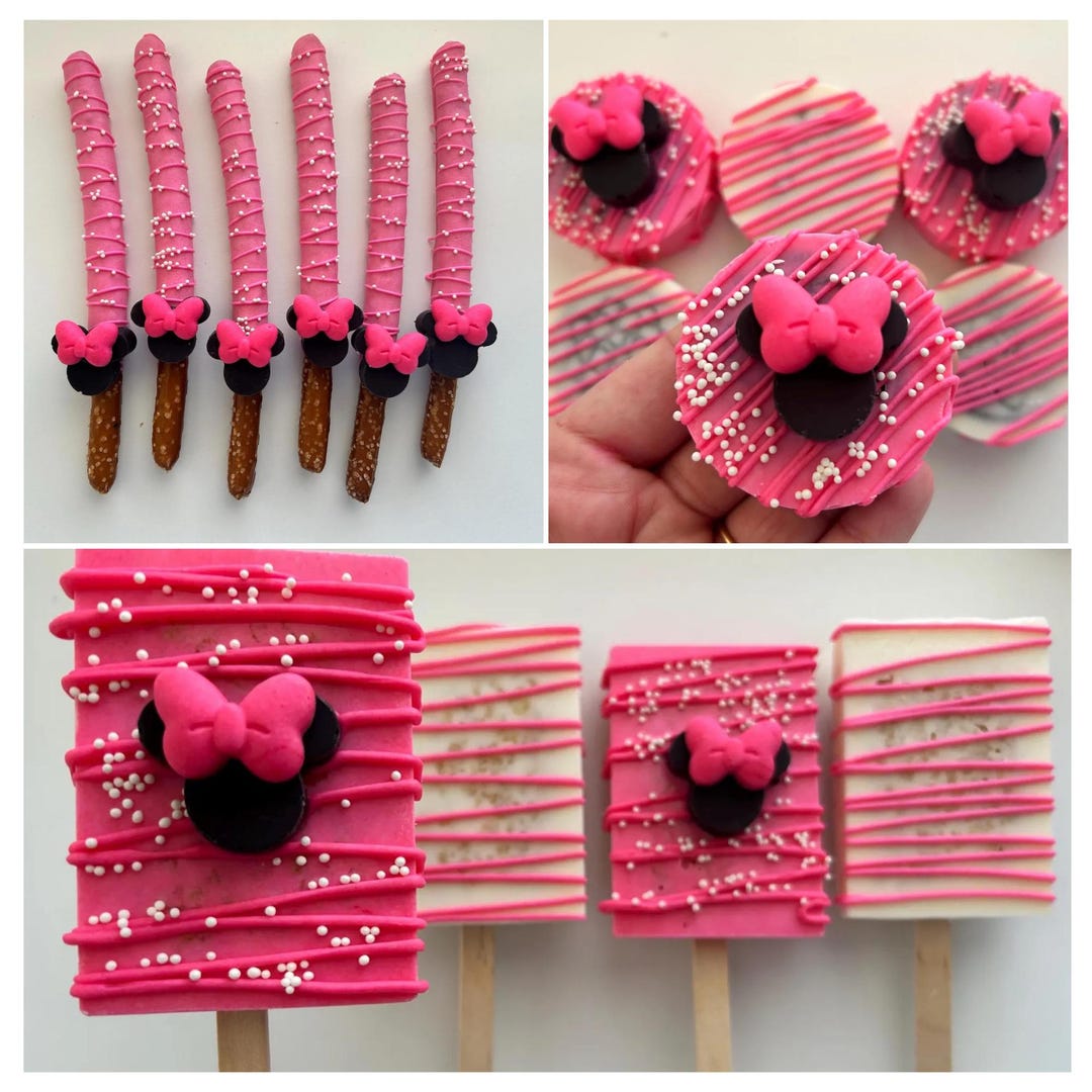 36 TREATS - Mouse Minnie Cookies, Minnie Pink Birthday Treats, Mouse ...