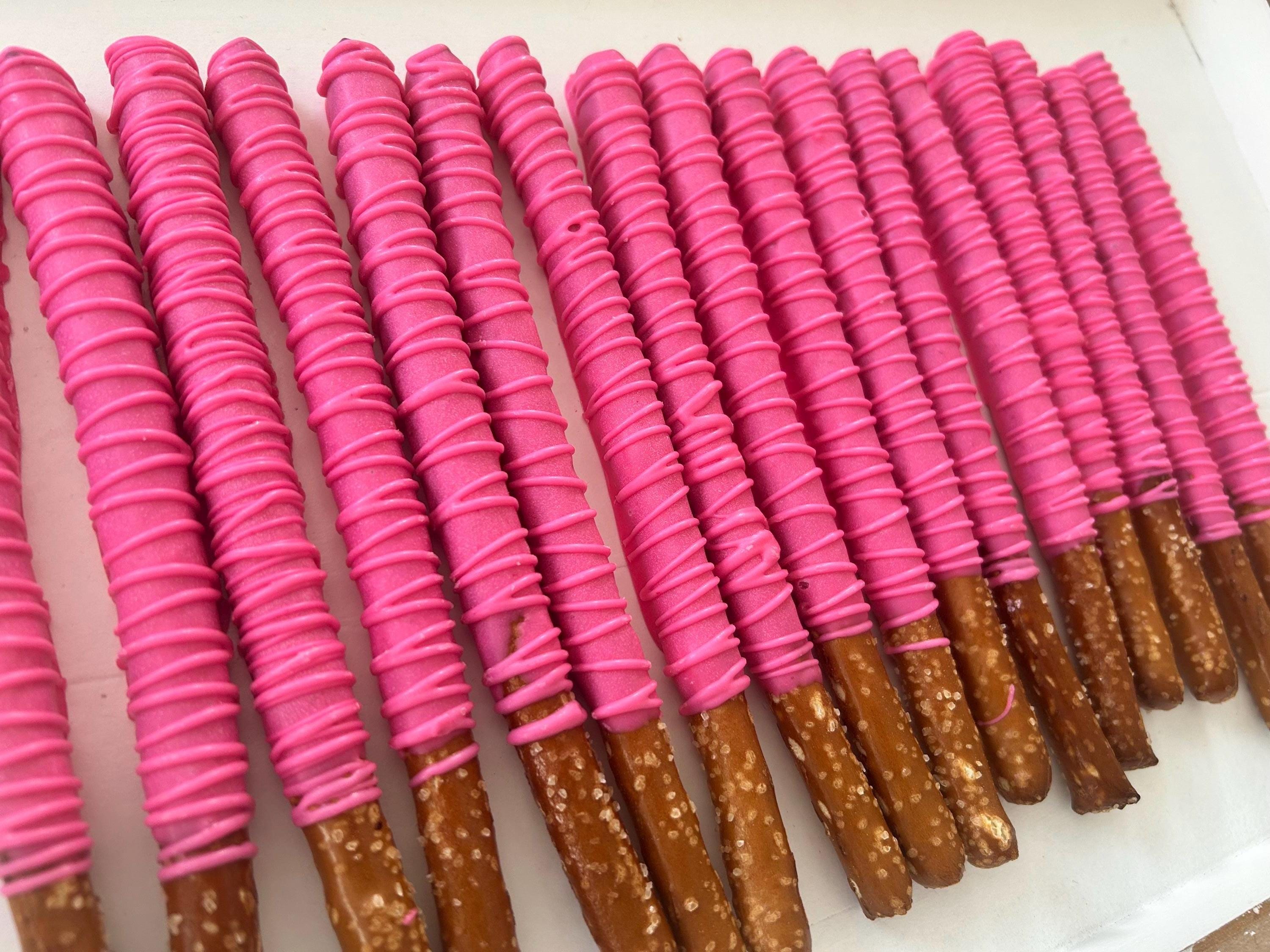 Hot Pink Pretzels, Chocolate Covered Pretzels Hot Pink, Hot Pink Party ...
