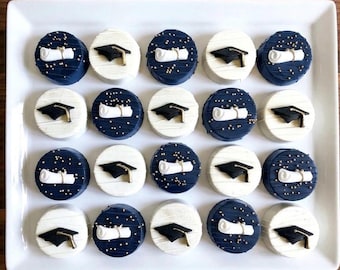 Graduation 2026 Chocolate Oreos, Graduation Party Favors, Dessert Table Treats, Custom School Color Desserts (12)