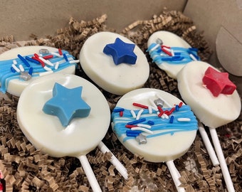 Patriotic Happy Fourth of July USA Chocolate Pops, Patriotic Candy Bar, Patriotic Chocolates, USA Chocolates