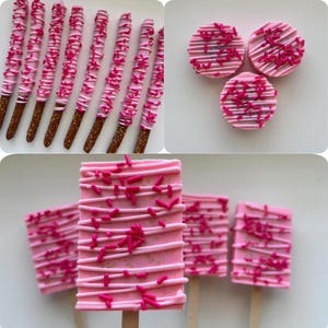 36 TREATS - Pink Treat Party Package, Pink Dessert Table Treats, Pink Baby Shower Treats, Pink Party Package, Pink Custom Desserts,