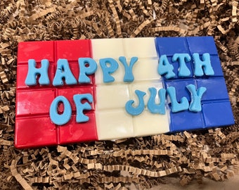 Patriottico Happy Fourth of July USA Grande barretta di cioccolato, barretta di cioccolato patriottica, cioccolatini patriottici