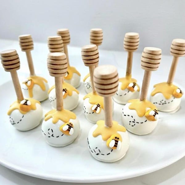 Honey Bee Baby Shower Cake Pops, Honey Pot Winnie the Pooh Desserts, Momma to Bee Treats, Dessert Table Treats (12)