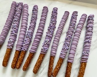 Lavender Purple Pretzels with Sprinkles, Baby Shower Treats, Purple Wedding Shower Treats, Unicorn Party Favors, Birthday Party Treats