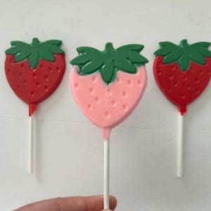 Strawberry Chocolate Lollipops, Strawberry Dessert Table Treats, Strawberry Chocolate Themed Party Favors, Strawberry Baby Shower, Birthday
