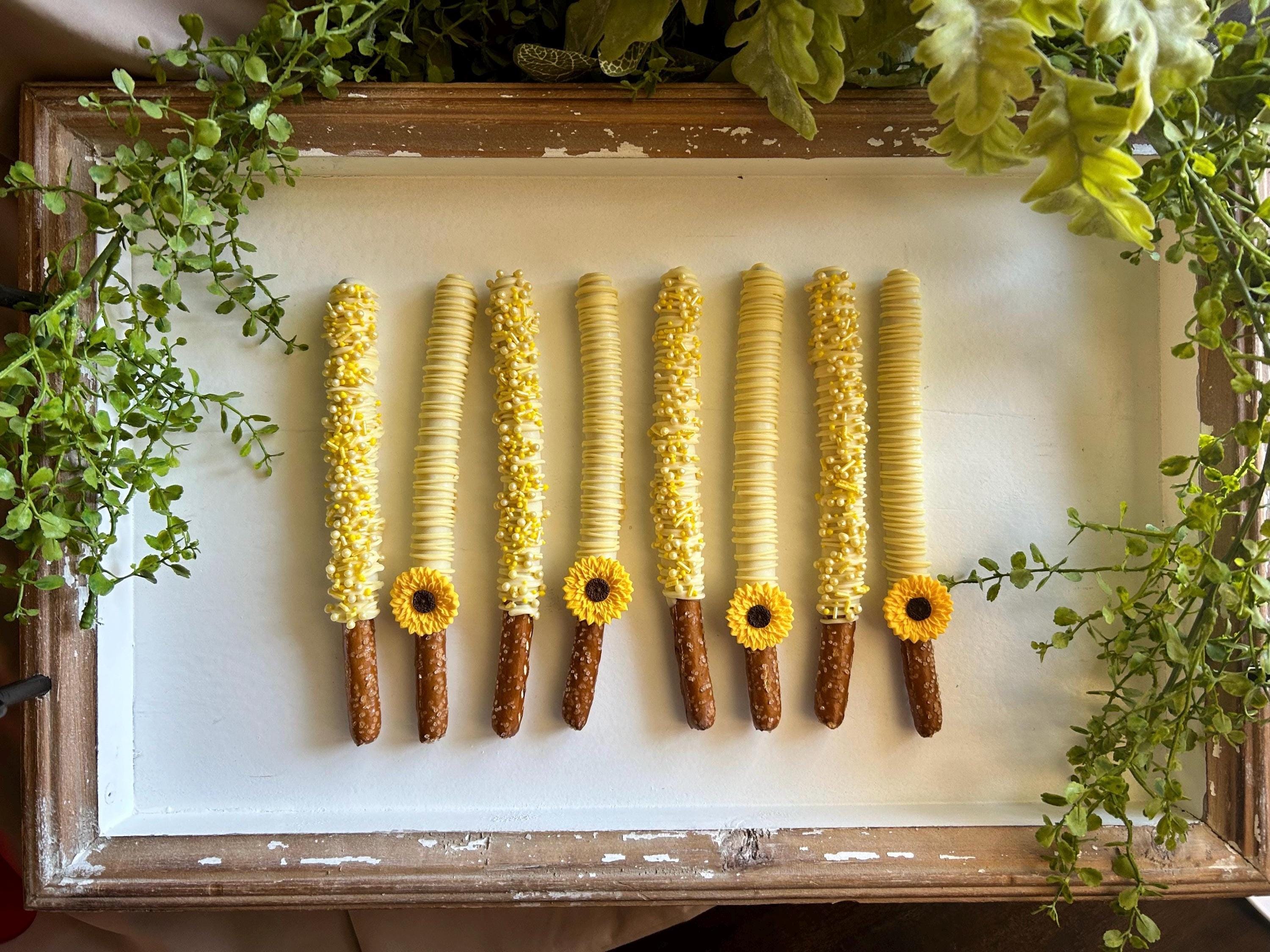 Handmade Sunflower Chocolate Pretzels