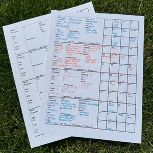 Rapportblad voor medisch-chirurgische verpleegkundigen voor 4 patiënten. Hersenblad medische verpleegkundige met tijdlijn. Overhandigingsrapport voor 4 patiënten RN/verpleegkunde student.